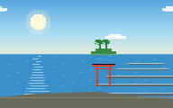 ゲーム内の絶景「青島神社の朝凪」